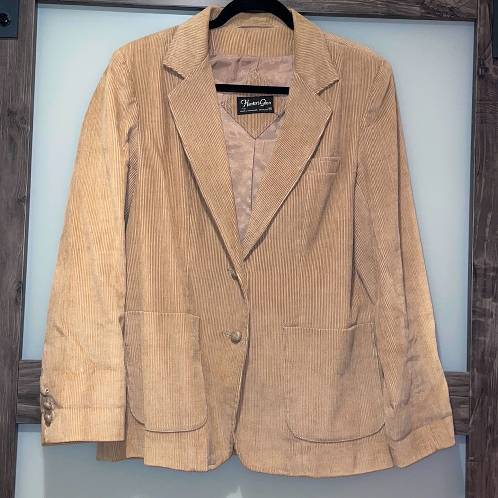 1980s vintage tan corduroy blazer size 18